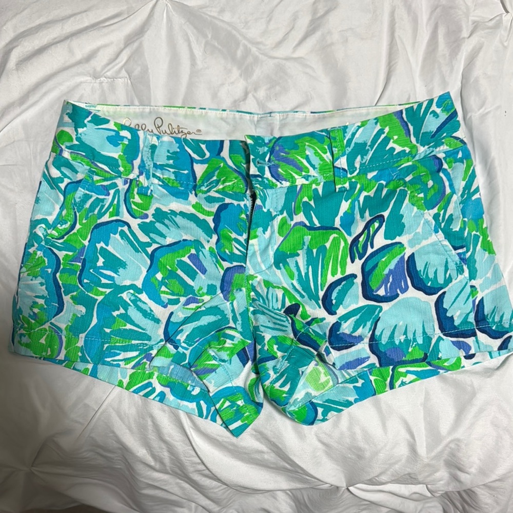 Lilly Pulitzer Blue and Green Artistic Bermuda Shorts